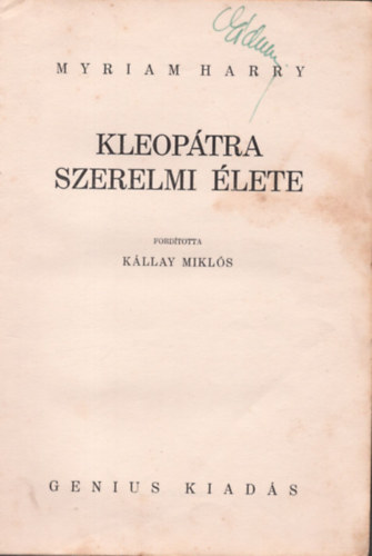 Myriam Harry - Kleoptra szerelmi lete