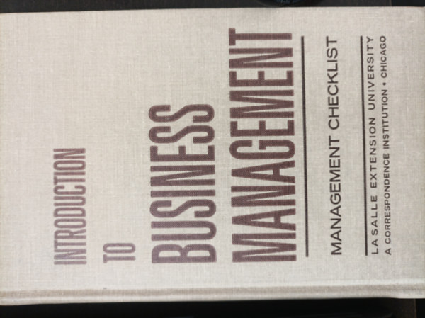Introduction to business management - management checklist
