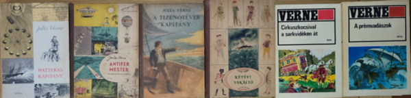 Verne Gyula  (Jules Verne) - 6db Verne Gyula (Jules Verne) regny - A prmvadszok, Cirkuszkocsival a sarkvidken t, Ktvi vakci, A tizentves kapitny, Antifer mester csodlatos kalandjai, Hatteras kapitny