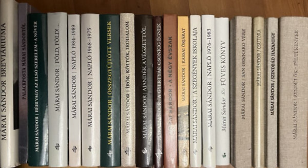 Mrai Sndor - 19DB MRAI SNDOR KTET: 1.	A GYERTYK CSONKIG GNEK 2.	A NGY VSZAK 3.	A SZEGNYEK ISKOLJA 4.	AJNDK A VGZETTL 5.	BBI VAGY AZ ELS SZERELEM    A  NVR 6.	CSUTORA 7.	FLD, FLD... 8.	FVES KNYV 9.	RK, KLTK, IRODAL