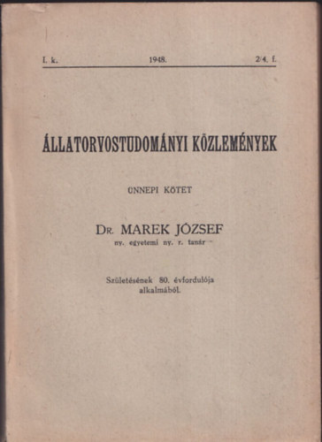 Dr. Kolt�n S�ndoe - �llatorvostudom�nyi k�zlem�nyek (�nnepi  k�tet)