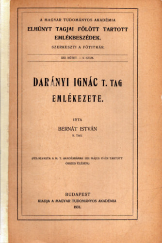 Bern�t Istv�n - Dar�nyi Ign�c T. tag eml�kezete