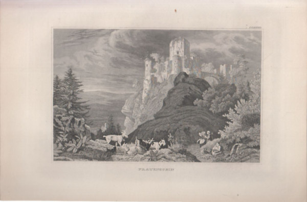 Frauenstein (Frauenstein vra, Nmetorszg, Eurpa) (16x23,5 cm mret eredeti aclmetszet, 1856-bl)