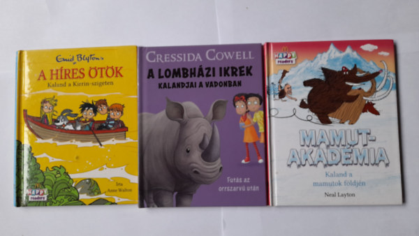 Cressida Cowell, Anne Walton Neal Layton - Mamutakadmia - Kaland a mamutok fldjn +  A lombhzi ikrek kalandjai a vadonban - Futs az orrszarv utn +  A hres tk (Kaland a Kirrin-szigeten)  (3 m)                          )