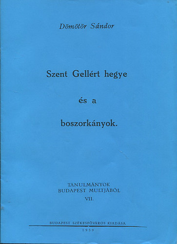 Dmtr Sndor - Tanulmnyok Budapest Multjbl VII. - Szent Gellrt hegye s a boszorknyok
