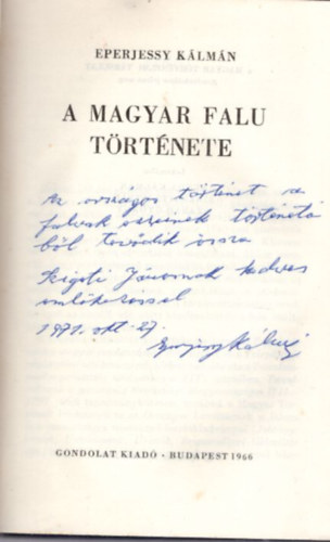 Eperjessy K�lm�n - A magyar falu t�rt�nete - dedik�lt ( St�dium K�nyvek 58 )