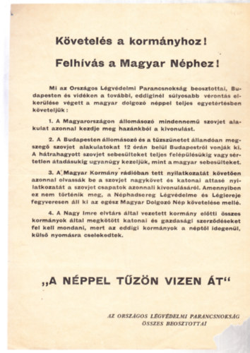 K�vetel�s a korm�nyhoz! Felh�v�s a Magyar N�phez! (r�plap)