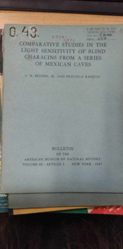 Comparative studies in the light sensitivity of blind characins from a series of mexican caves (sszehasonlt vizsglatok a vak characinok fnyrzkenysgrl egy sor mexiki barlangbl)