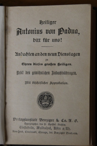 Heiliger Antonius von Padua bitt fr uns - Pduai Szent Antal knyrgj rettnk