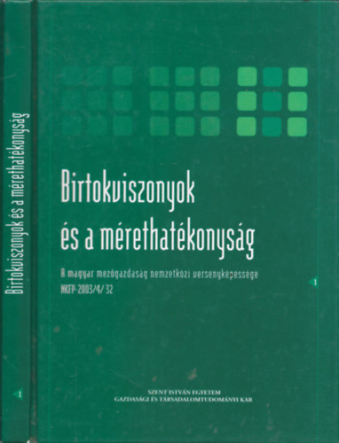 Sz�cs Istv�n - Birtokviszonyok �s a m�rethat�konys�g