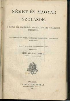 Simonyi Zsigmond (szerk.) - N�met �s magyar sz�l�sok