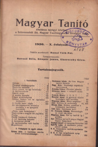 Banai Tth Pl - Magyar Tant 1930. X. vfolyam (teljes)