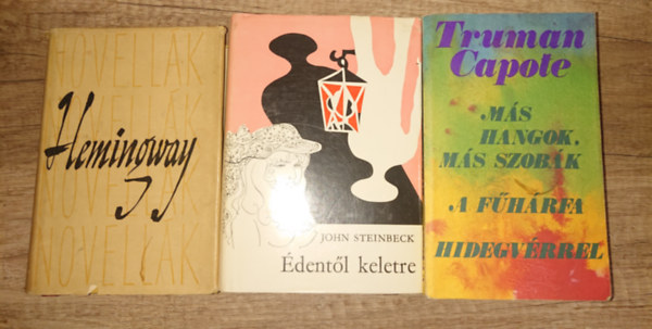 John Steinbeck, Ernest Hemingway Truman Capote - 3 klasszikus 20. századi amerikai kötet: Édentől keletre, Más hangok, más szobák/A fűhárfa/Hidevérrel, Novellák (Hemingway)