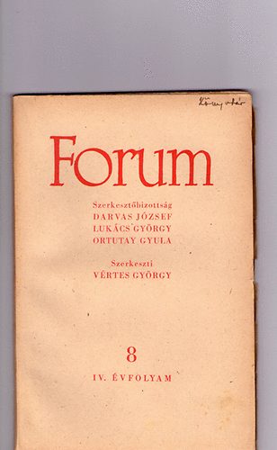 V�rtes Gy�rgy - Forum (foly�irat) 1949 augusztus
