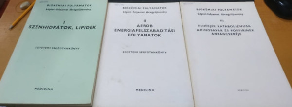 Somogyi Jnos, Vodnynszky Lajos Antoni Ferenc - 6 db Biokmiai folyamatok: I.: sznhidrtok, lipidek; II.: Aerob energiafelszabadtsi folyamatok; III.: fehrjk katabolizmusa, aminosavak s porfirinek anyagcserje; IV.: nukleotidok; membrnbiokmia, immunbiokmia; A makromolekulk bi