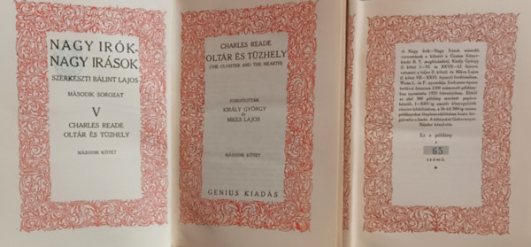 Charles Reade - Oltár és tüzhely I-II. Számozott!