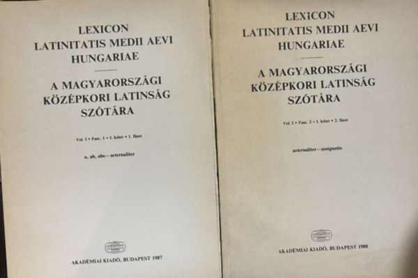 Dr. Boronkai Iv�n, Borzs�k Istv�n  Harmatta J�nos (lektor), F�gedi Erik (lektor) - Lexicon Latinitatis Medii Aevi Hungariae / A magyarorsz�gi k�z�pkori latins�g sz�t�ra Vol 1. 1-3. f�zet + Vol 2. 1. f�zet. (4 k�tet)