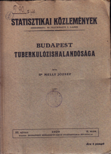 Dr. Melly Jzsef - Statisztikai kzlemnyek - Budapest tuberkolzishalandsga