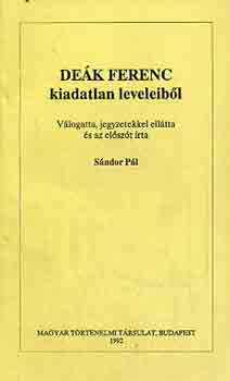 S�ndor P�l - De�k Ferenc kiadatlan leveleib�l
