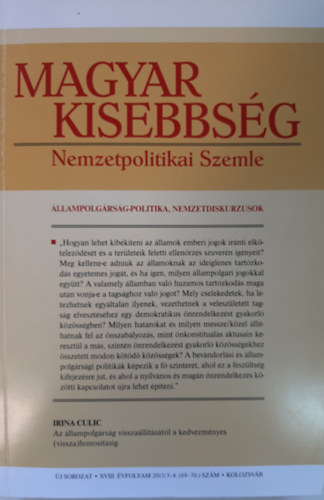 Szkely Istvn  (szerk.) - Magyar Kisebbsg - Nemzetpolitikai Szemle (2013/3-4.)