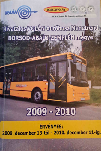 VOLN - Borsod-Abaj-Zempln megye autbusz menetrendje 2009-2010