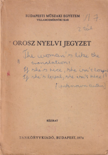 Orosz nyelvi jegyzet - Budapesti Mszaki Egyetem Villamosmrnki Kar 1974