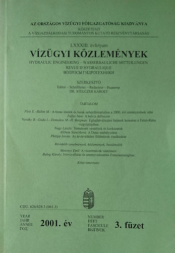 Dr. Stelczer Károly (szerk.) - Vízügyi közlemények LXXXIII. évf. 2001. 3. füzet
