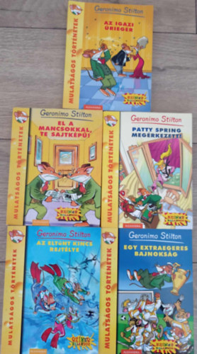 Geronimo Stilton csomag (Az eltnt kincs rejtlye, Az igazi riegr, Patty Spring megrkezett!, El a mancsokkal, te sajtkp!,Egy extraegeres bajnoksg)