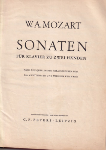 W. A. Mozart: Sonaten fr klavier zu zwei handen II.rsz