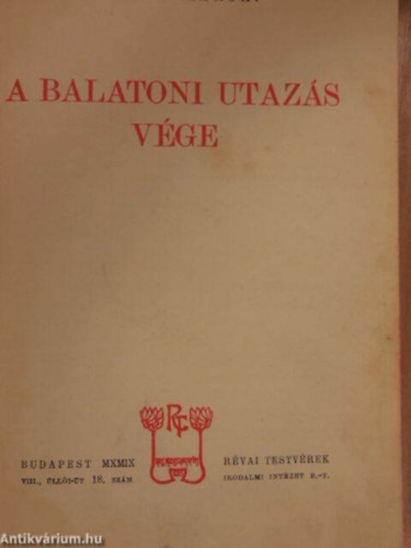 Eötvös Károly - A balatoni utazás vége
