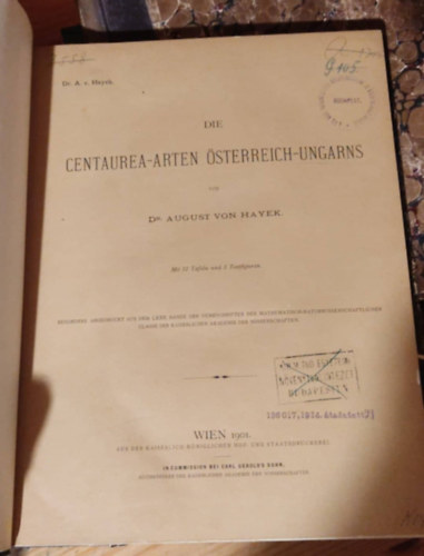 August Von Hayek - Ausztria-Magyarorszg centaurea faja