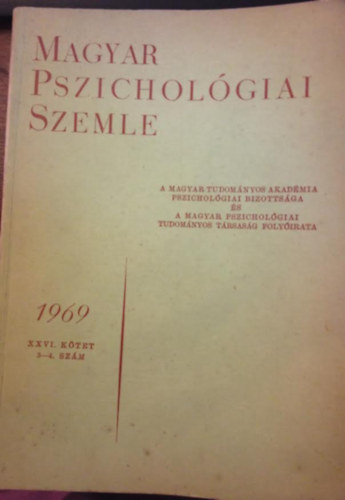 Magyar Pszicholgiai Szemle 1969. XXVI. ktet 3-4. szm