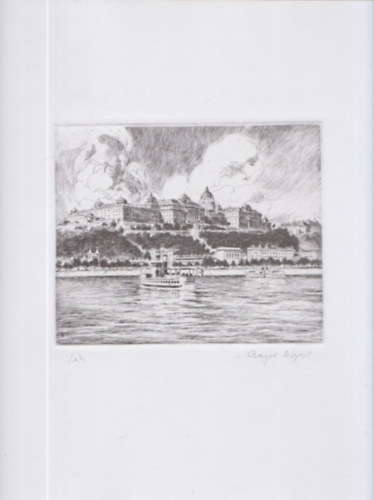Bajor Ágost eredeti rézkarca - Budai vár - lapméret:40x29cm