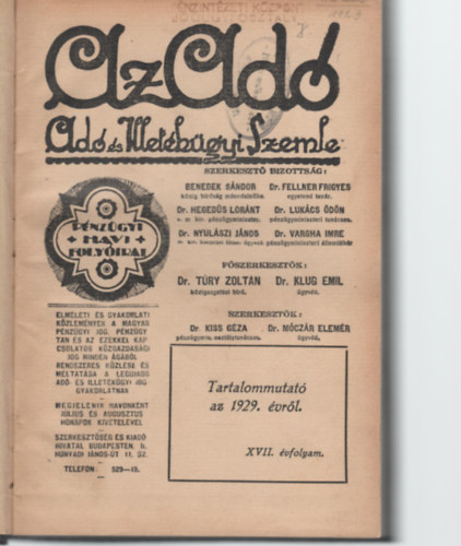 Szent-P�ly S�ndor Benedek S�ndor - Az Ad�-Ad� �s illet�k�gyi szemle