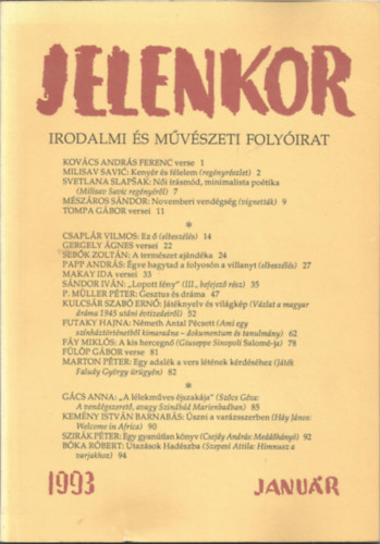 Csuhai Istvn  (fszerkeszt) - Jelenkor irodalmi s mvszeti folyrat 1993 janur