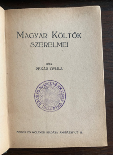 Pekár Gyula - Magyar költők szerelmei