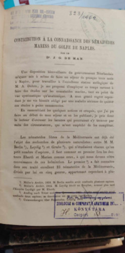 Contribution � la connaissance des n�matodes marins du golfe de Naples (Hozz�j�rul�s a N�polyi-�b�lben �l� tengeri fon�lf�rgek megismer�s�hez)