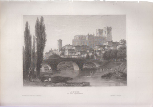 Auch in den Pyrenaeen (Auch vros, Franciaorszg, Eurpa) (16x23,5 cm mret eredeti aclmetszet, 1856-bl)