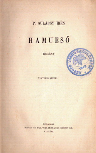 P. Gul�csy Ir�n - Hamues� (1929)
