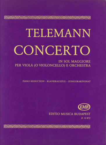 Georg Philipp Telemann - Concerto in sol maggiore per viola e orchestra - Zongorakivonat