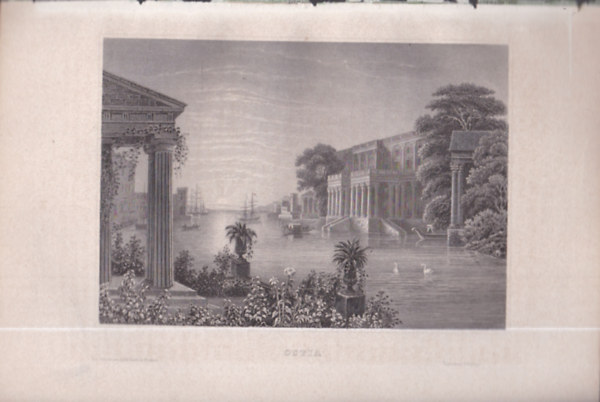 Ostia (Olaszország, Európa) (16x23,5 cm méretű eredeti acélmetszet, 1856-ból)