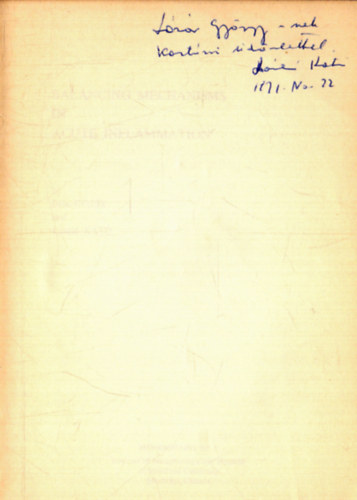 L�szl� K�t� B�la G�zsy - Balancing mechanisms in acute inflammation (dedik�lt)