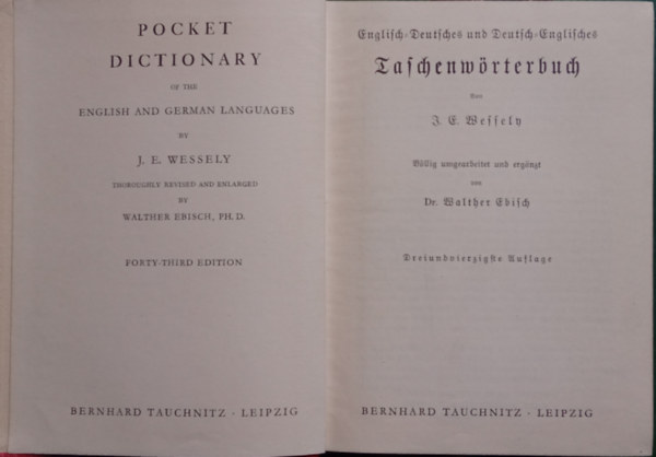 J. E. Wessely - Pocket dictionary: english-german, german-english