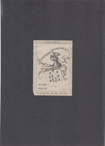 Ex Libris - Kuun Gza (1838-1905) (eredeti nyomat)