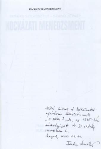 Farkas Szilveszter; Szab� J�zsef - Kock�zati menedzsment