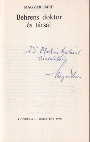 Magyar Imre - Behrens doktor �s t�rsai - dedik�lt
