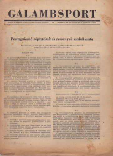 Dr. Szcs Lajos - Galambsport 1956. vfolyam 5 szm egytt- Janur, prilis, jnius, jlius, szeptember