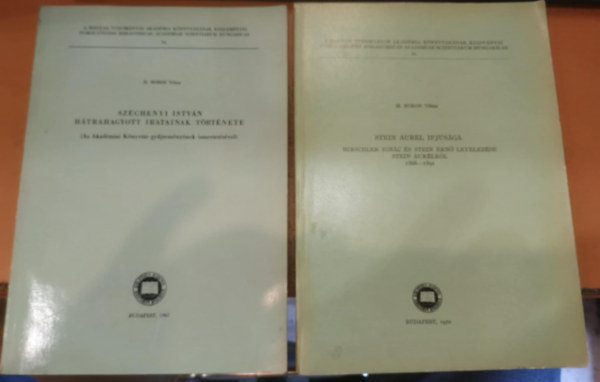 H. Boros Vilma - 2 db H. Boros Vilma: Sz�chenyi Istv�n h�trahagyott iratainak t�rt�nete (54.) + Stein Aur�l ifj�s�ga (Hirschler Ign�c �s Stein Ern� levelez�se Stein Aur�lr�l 1866-1891)(61.)(A Magyar Tudom�nyos Akad�mia k�nyvt�r�nak k�zlem�nyei)