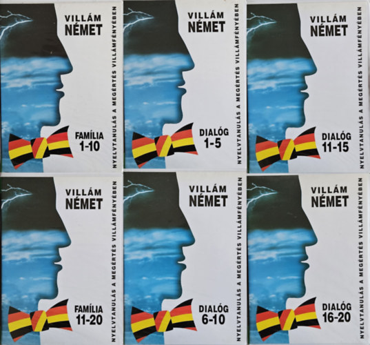 6 db Vill�m n�met nyelvtanul� szett kezd�knek: Vill�m N�met Dial�g: 1-5 + 6-10 + 11-15 + 16-20 + Vill�m N�met Familia: 1-10 + 11-20