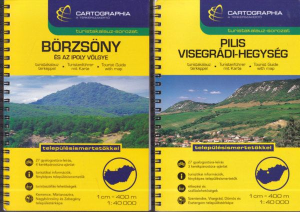 2 db Cartographia turistakalauz-sorozat fzet: Pilis Visegrdi-hegysg + Brzsny s az Ipoly vlgye